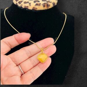 Yellow stone Heart Pendant Necklace